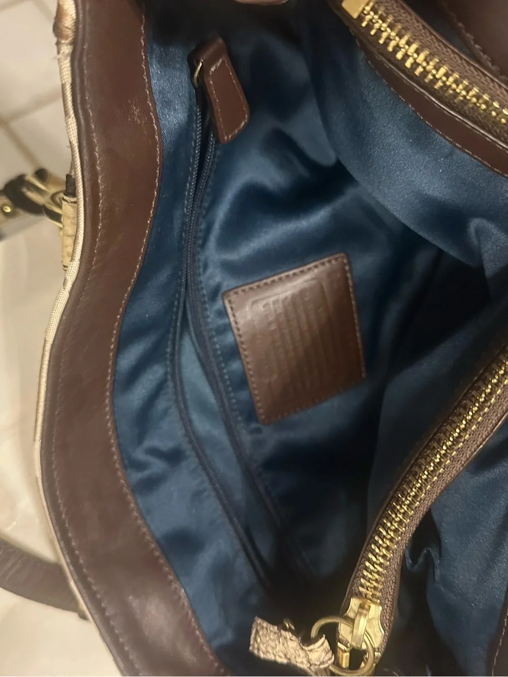 Coach Signature C Tote Shoulder Bag with Snakeskin Accents – Beige/Brow